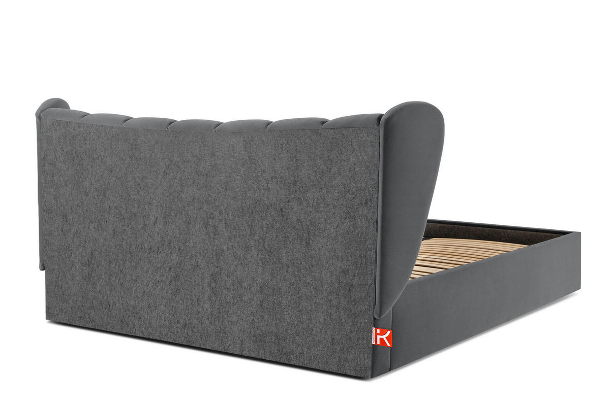 POLSTERBETT GIZO, Muschel-Design - Dunkelgrau/Schwarz, Holz/Holzwerkstoff (202/204cm) - KONSIMO®