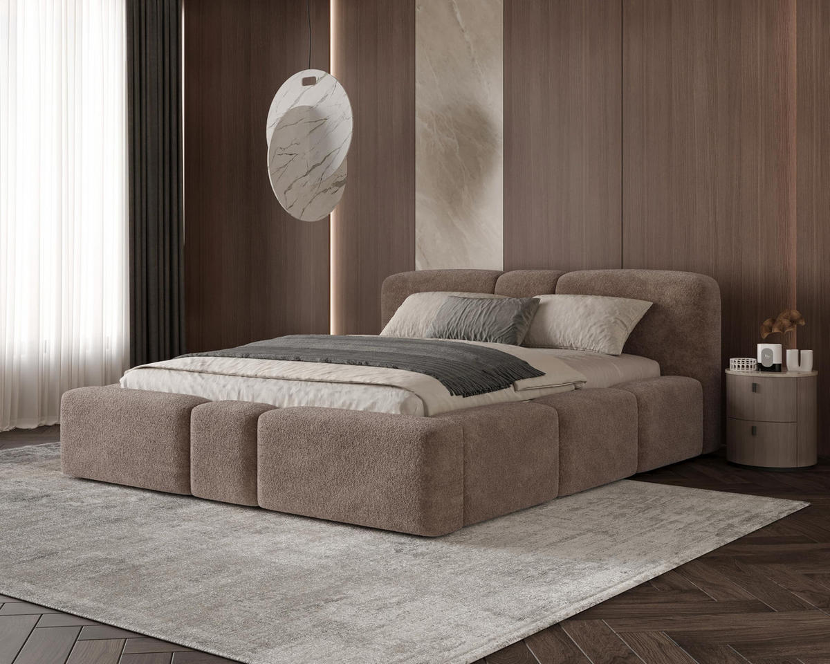 POLSTERBETT Monte140x200 cm- Bettkasten und Stauraum - Doppelbett mit Stabilem Metallrahmen - Monte-Stoff- Dunkelbraun - Dunkelbraun, Holzwerkstoff (140/200cm) - Chilly