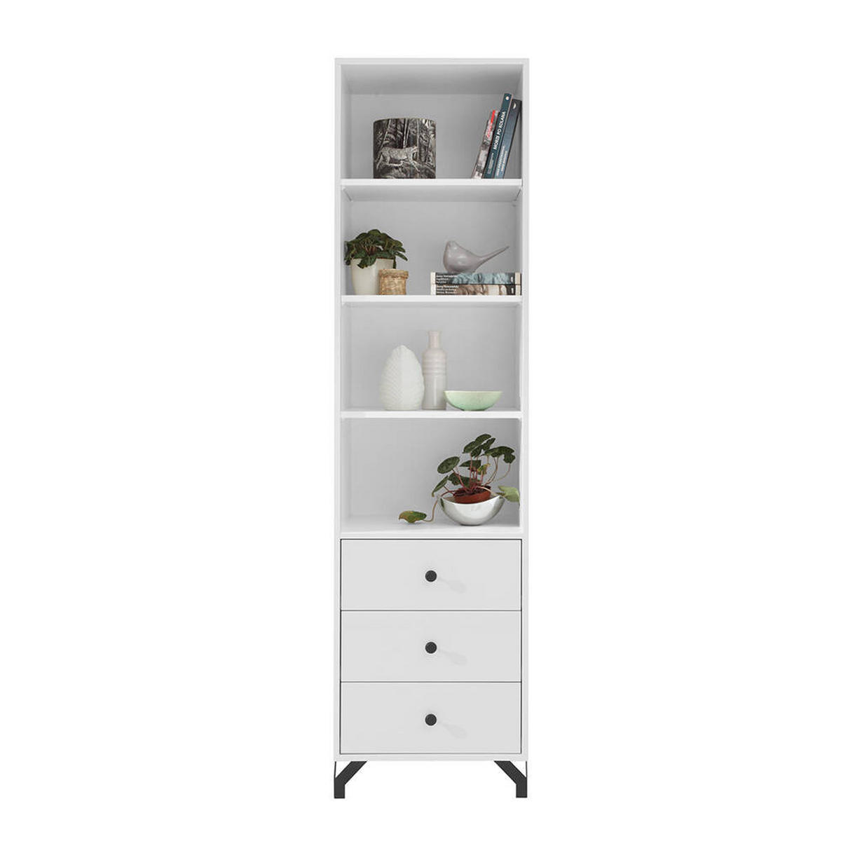 WOHNZIMMER Set – BERGEN System – Weiß - Weiß, Holzwerkstoff (90/190/40cm) - hi-markt