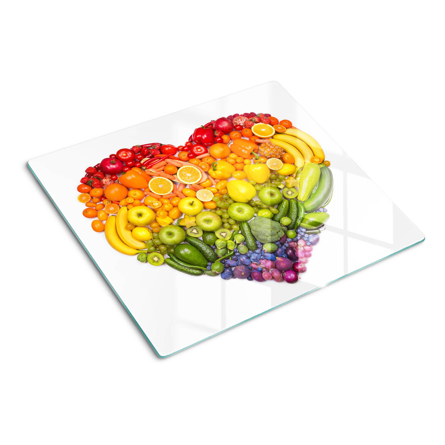 GLASPLATTE 60x52 cm Gemüseherz - Multicolor, Glas (60/0.4/52cm) - TULUP