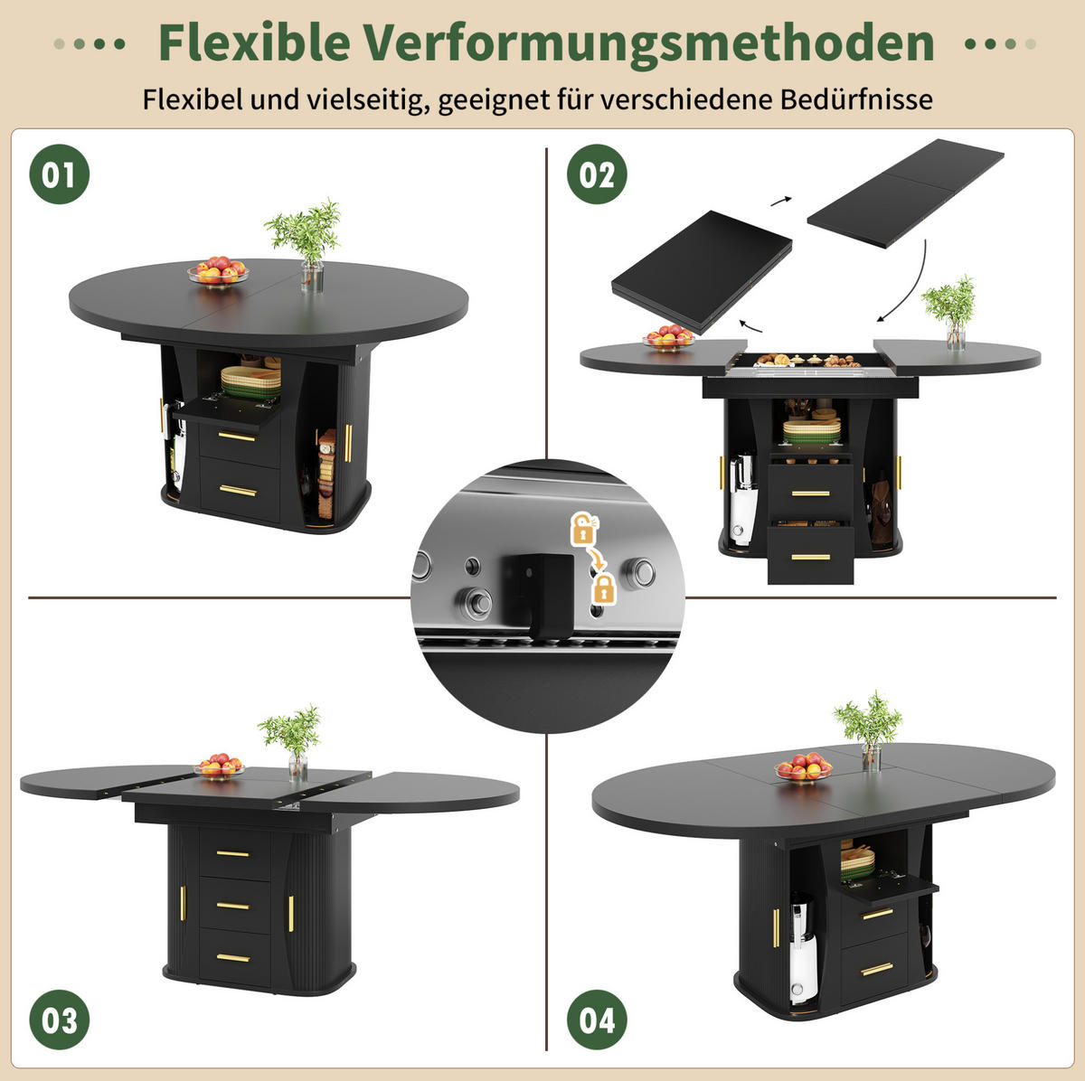 ESSTISCH 118-158/118/77 cm Schwarz aus MDF mit Ausziehfunktion - Schwarz, Holzwerkstoff (118/118/77cm) - OKMYHOME