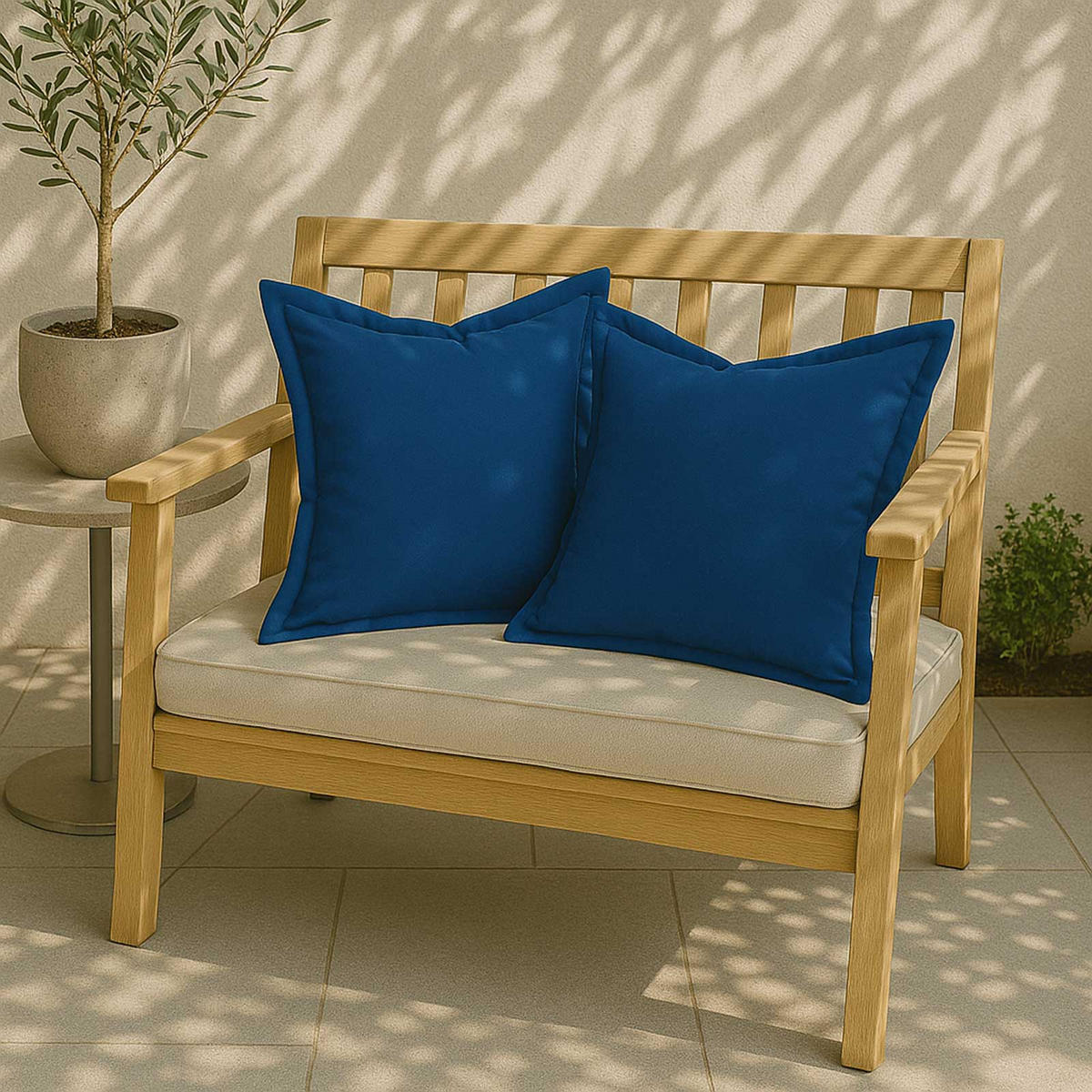 OUTDOOR-KISSEN 2er-Set dunkelblau 45/45 cm - Dunkelblau, Textil (45/45cm) - Homescapes