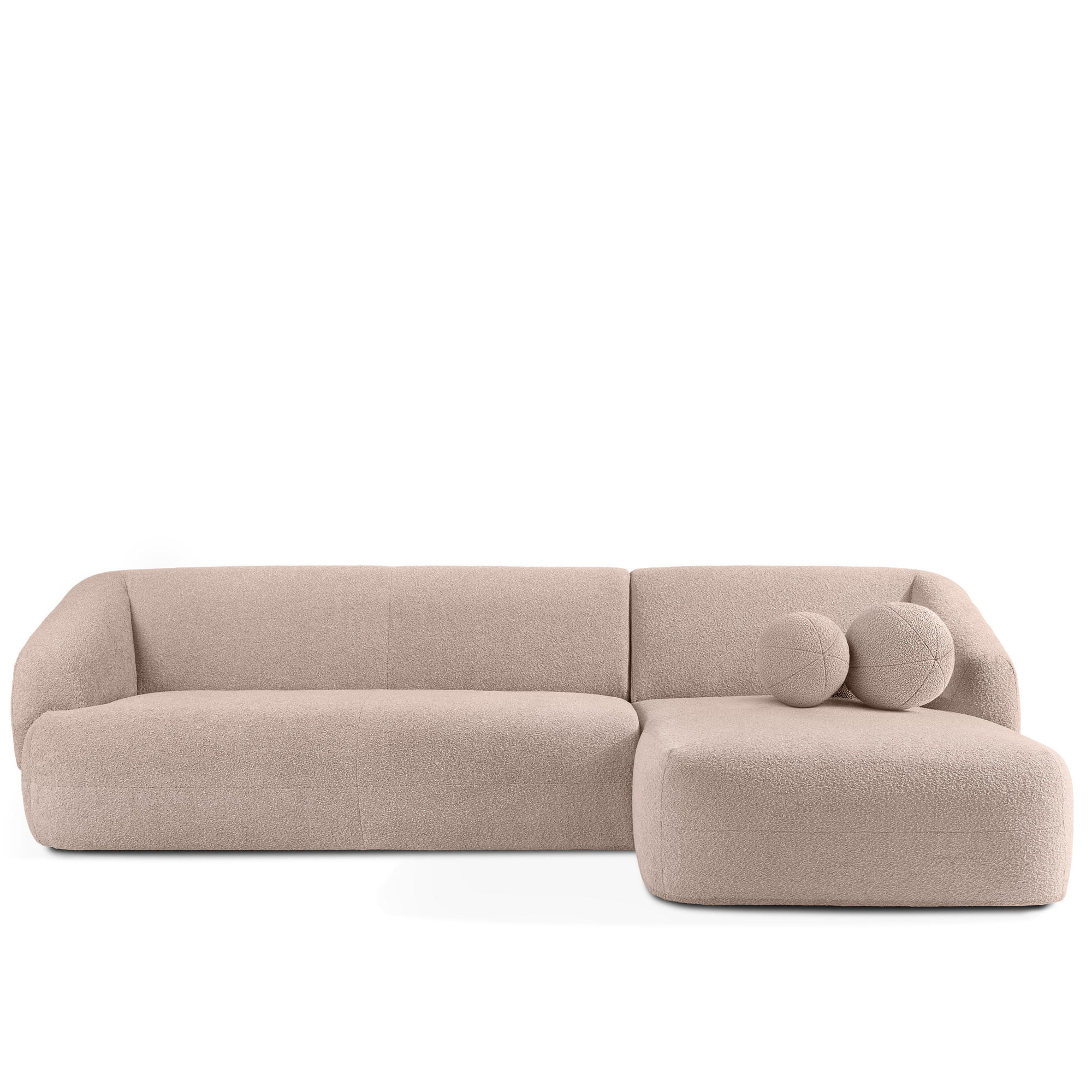ECKSOFA RECHTS VIRA, Rosa, Bouclé - Pink/Schwarz, Holz/Holzwerkstoff (300/160cm) - KONSIMO®