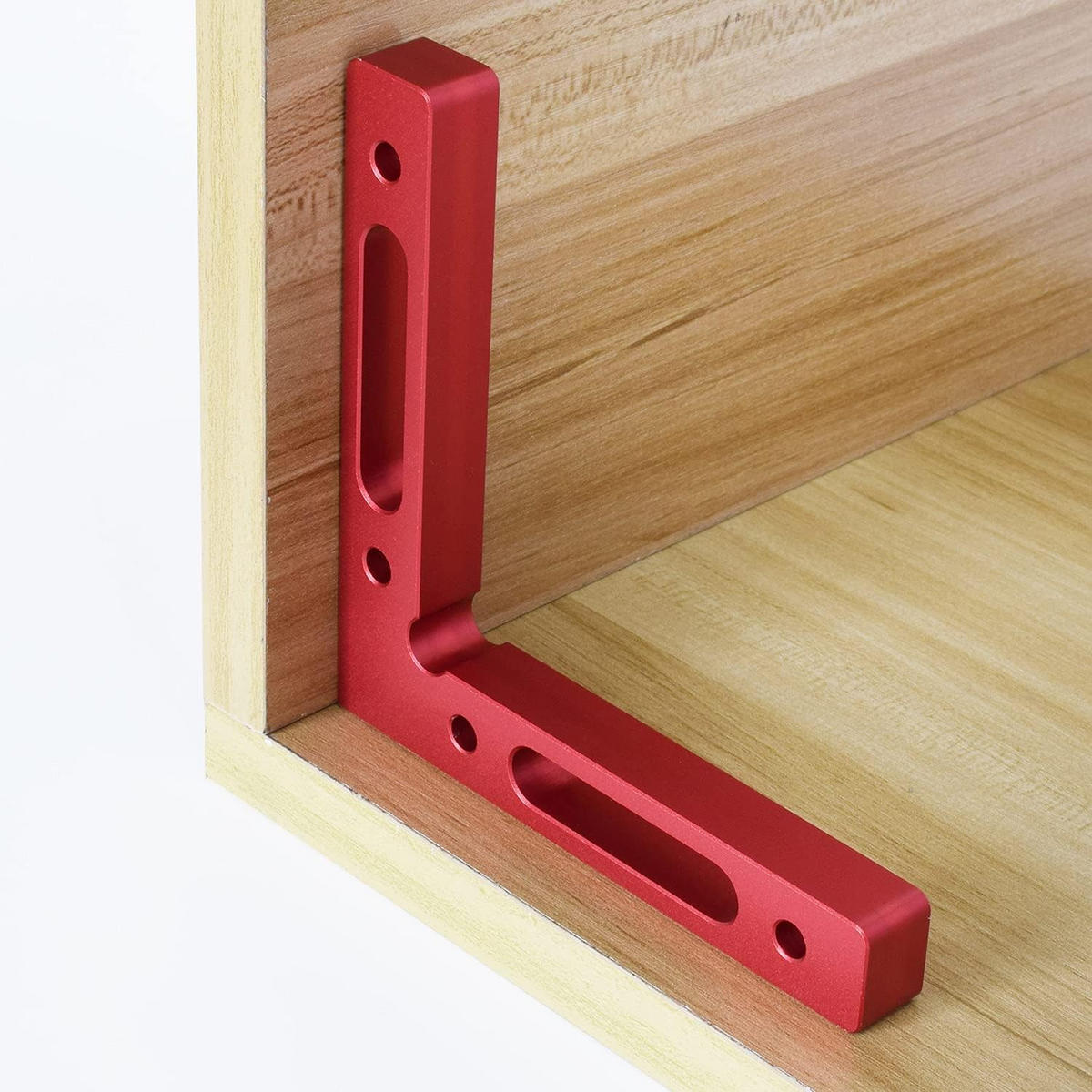 MESSLINEAL – 12 x 12 cm – für Holzbearbeitungsboxen, Rahmen, Regale und Schränke – rot, 2er-Pack - Rot, Metall (12/12/1.5cm) - DCA