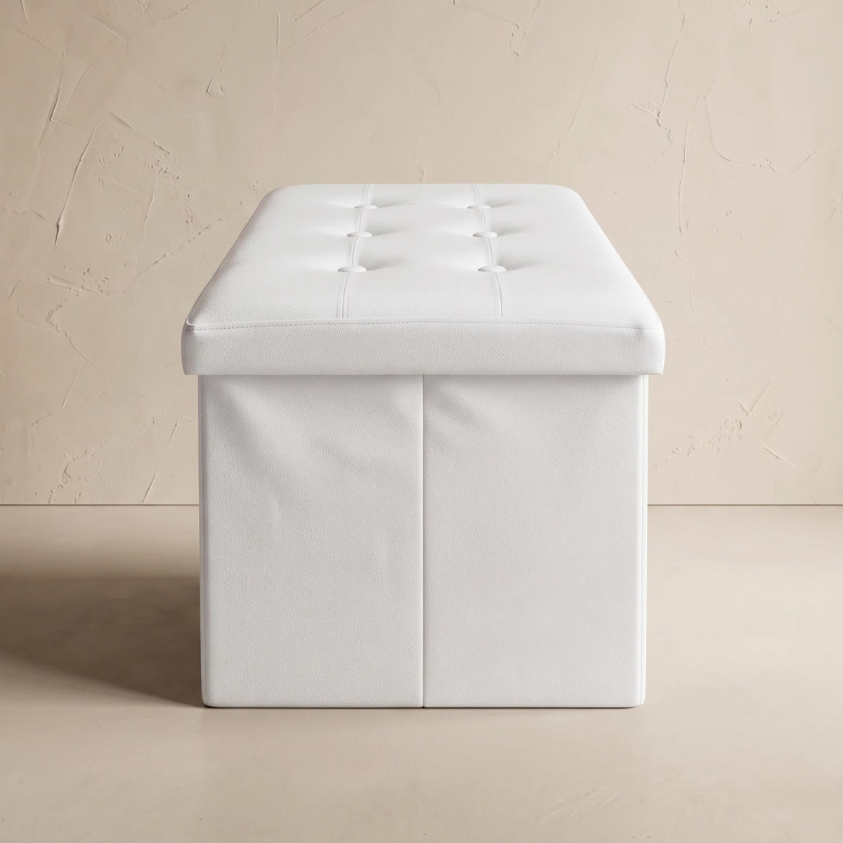HOCKER mit Stauraum - Weiß, Leder (40/40/80cm) - SCENA LIVING