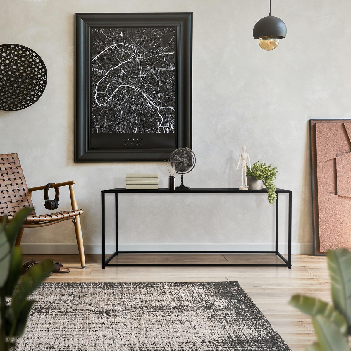 COUCHTISCH rechteckig Schwarz 115/32/50,5 cm - Schwarz, Metall (50.5/32/115cm) - ML-DESIGN