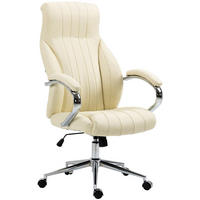 BÜROSTUHL Valyx Echtleder creme - Chromfarben/Creme, Leder/Metall (73/130/76cm) - TPFLiving
