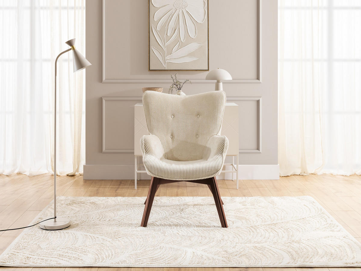 LOUNGESESSEL Lenari Beige Cordstoff mit Füßen in Braun - Beige/Braun, Holz/Textil (71/96/86cm) - S-Style Möbel