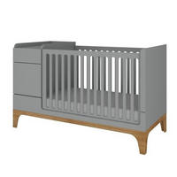 GITTERBETT Grau und Holz - Grau, Holzwerkstoff - Petits-meubles