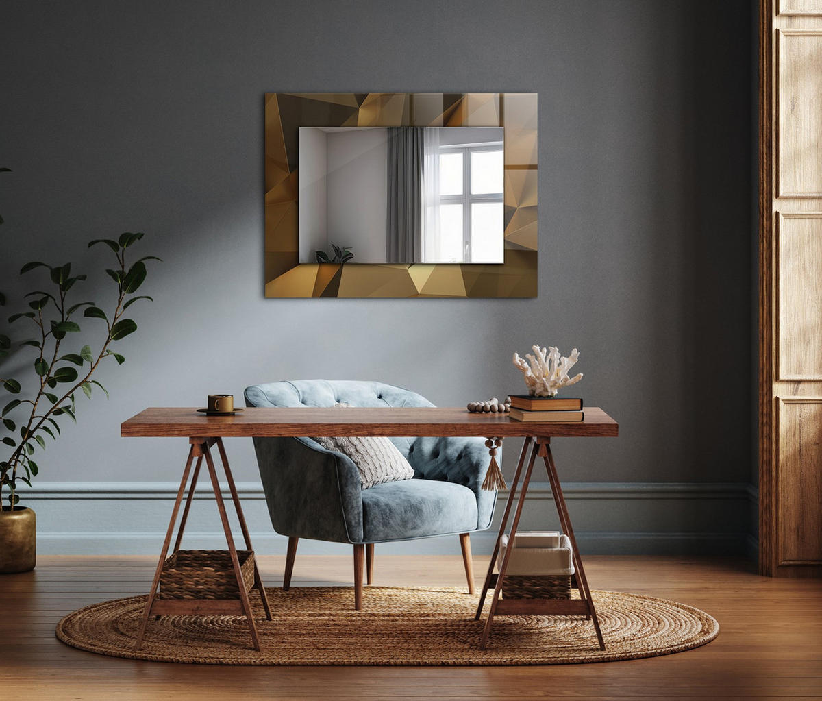 SPIEGEL 80 x 60 cm Rechteckig mit Aufdruck - Cognac, Glas (80/60/0.4cm) - TULUP