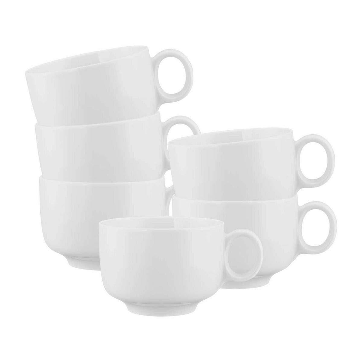 MILCHKAFFEETASSEN MIT HENKEL Sento Home weiß 350 ml 6er Set - Weiß, Keramik (0.35L) - Seltmann Weiden