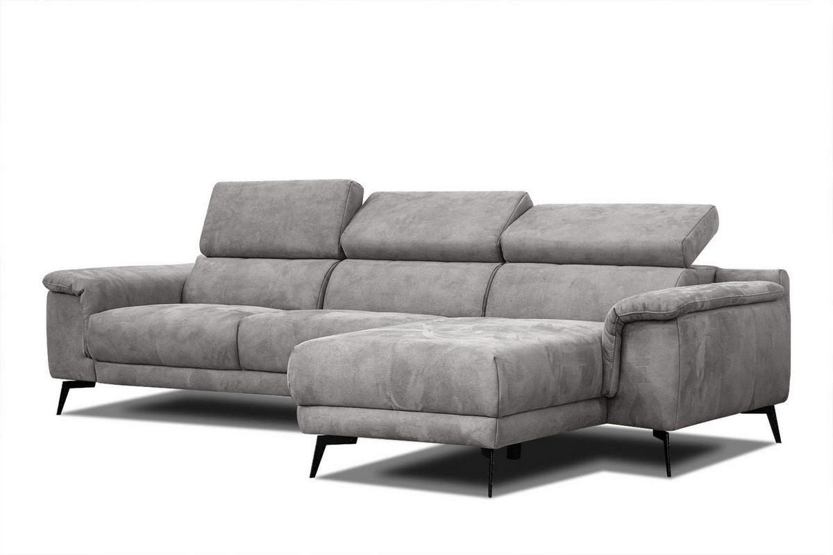ECKSOFA FIERO 4-Sitzer, hellgrau - Hellgrau/Schwarz, Holzwerkstoff/Textil (288/170cm) - Courtois Laville