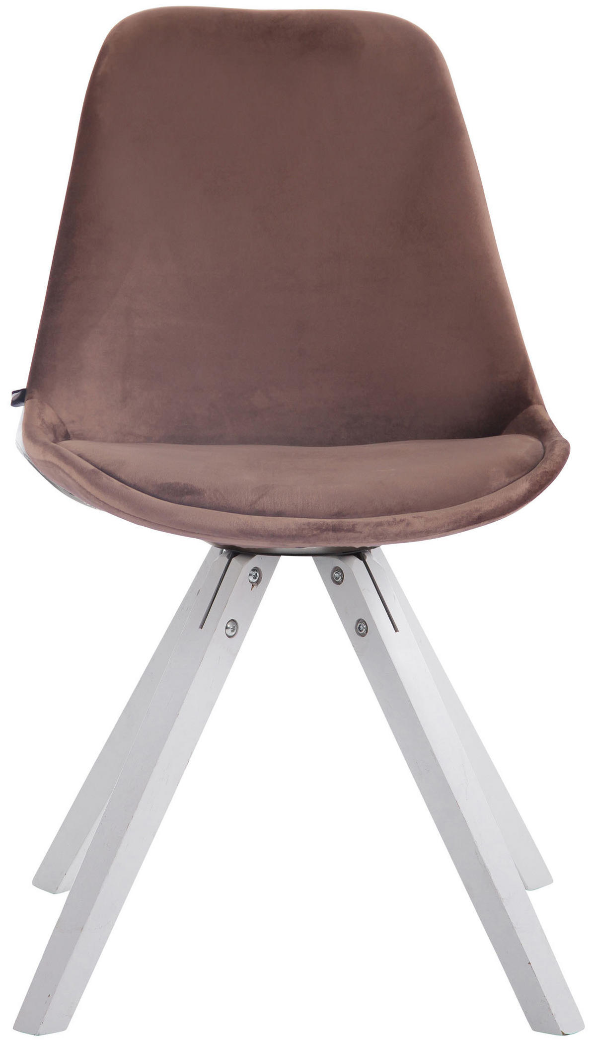 BESUCHERSTUHL Toulon Samt, Gestell Buchenholz Weiß Square Braun - Braun/Weiß, Holz/Buchenholz (48/83/56cm) - TPFLiving