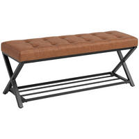 SCHUHBANK Kunstleder Kohlenstoffstahl Braun - Schwarz/Braun, Kunststoff/Textil (112/47/37cm) - HOMCOM