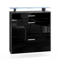 SCHUHSCHRANK Malea Fronten in Schwarz Hochglanz - Schwarz Hochglanz, Holzwerkstoff (89/96/23cm) - Vladon