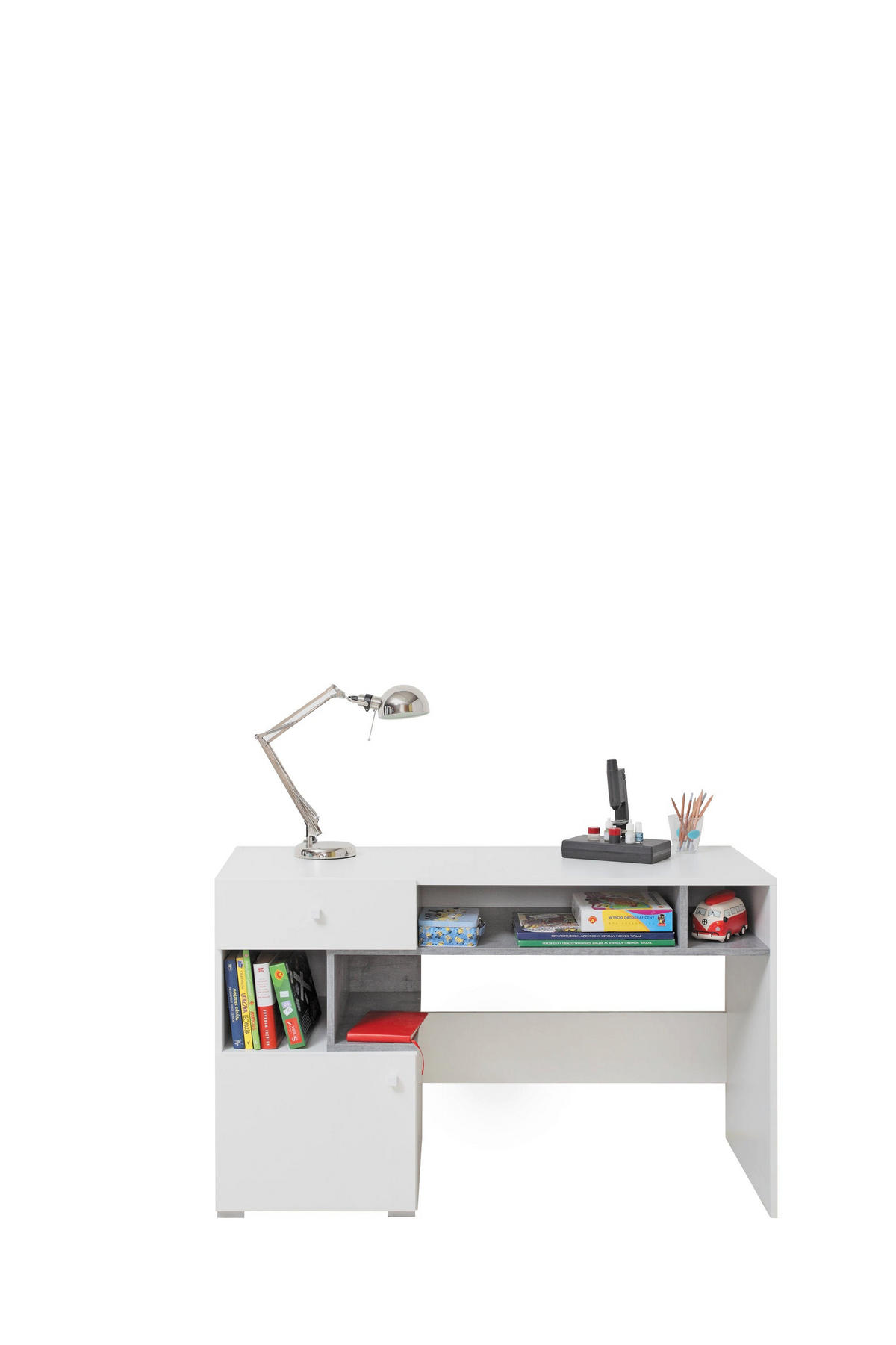 SCHLAFZIMMER Set 7-tlg. SIGMA System – Weiß / Grau - Weiß, Holzwerkstoff (90/190/90cm) - hi-markt