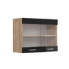 KÜCHENGLASSCHRANK R-Line Schwarz Hochglanz 80 cm - Honigeiche/Schwarz Hochglanz, Holzwerkstoff (80/60/31cm) - Vicco