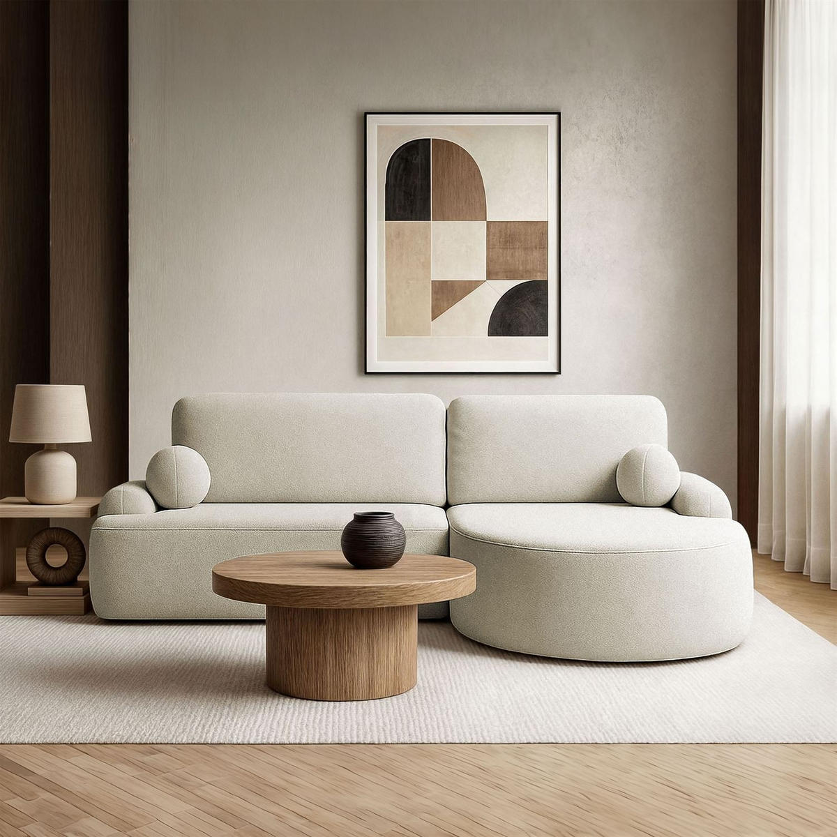 ECKSOFA CLEO mit Schlaffunktion Version Rechte QUELLE 06 - Creme, Kunststoff (264/172cm) - Lookway