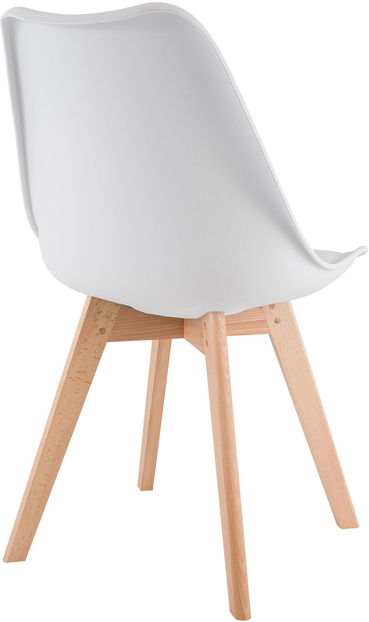 STUHL 4er Set Kunststoff weiß - Eukalyptusholzfarben/Weiß, Holz/Kunststoff (49/83/50cm) - CLP