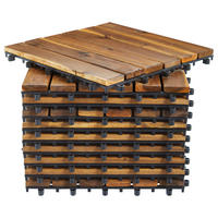 TERRASSENFLIESE - Akazie massiv - 33er-Set - Akaziefarben, Holz/Kunststoff (30/30/2.4cm) - home24