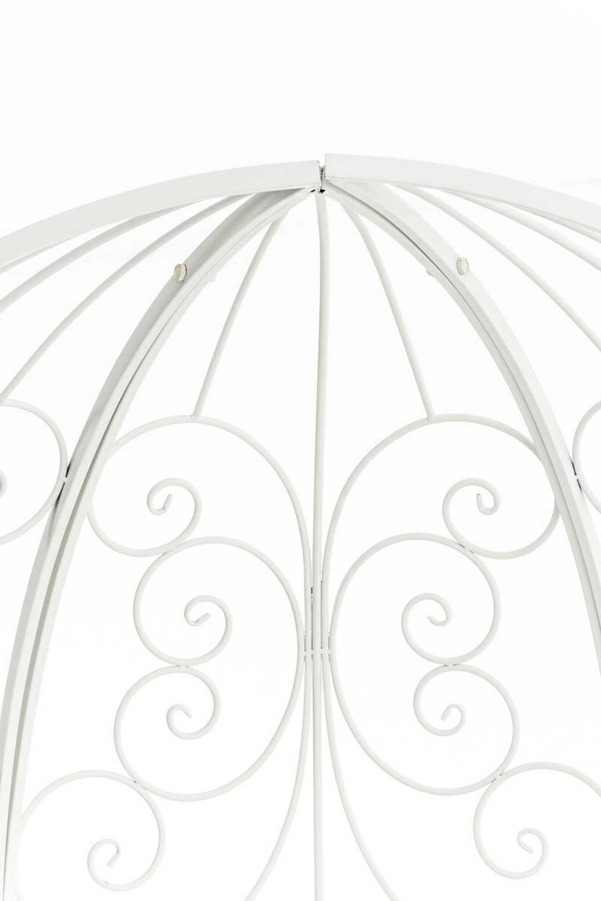 HALBPAVILLON mit Sitzbank Boston Metall Weiß Gartenbank - Weiß, Metall (120/178/58cm) - DELUKE