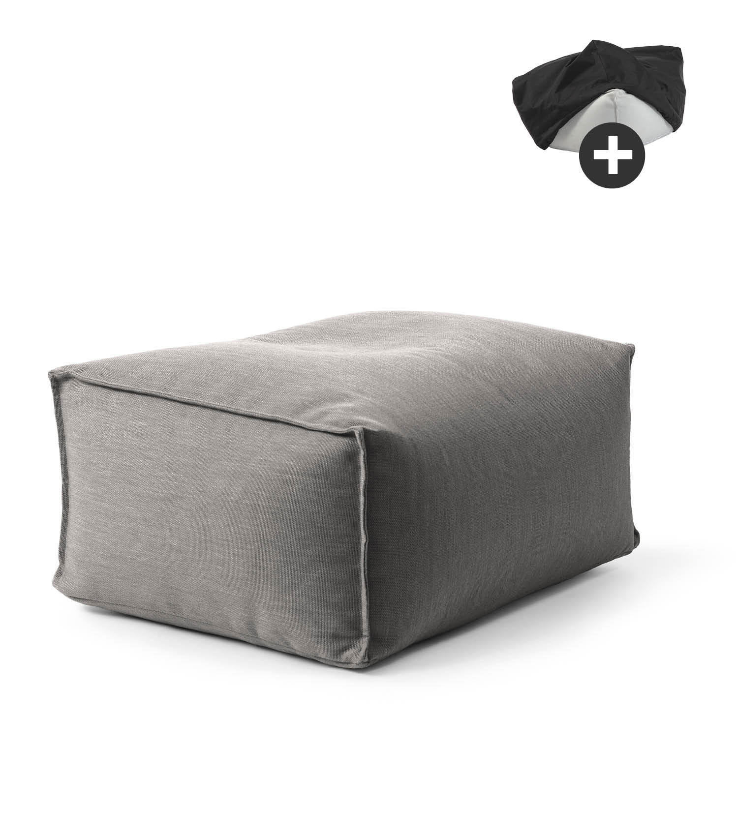 OUTDOOR POUF mit Hülle Der Ruhestifter - Dunkelgrau, Textil (65/35/55cm) - Mokebo