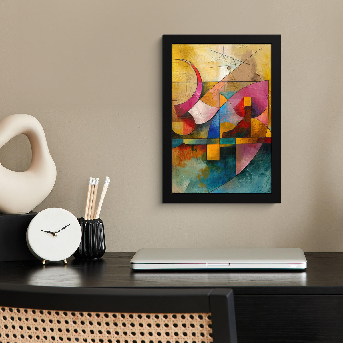 GERAHMTES BILD Kunst - Abstrakt - Modern 20x30 cm - Gelb, Papier (20/30cm) - MuchoWow
