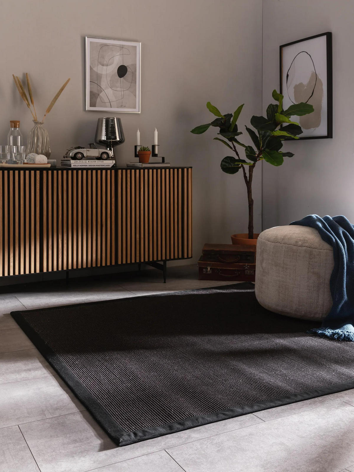 SISAL koberec Sana Černá 200x200 cm - černá, textil/umělá hmota (200/200cm) - benuta Nest