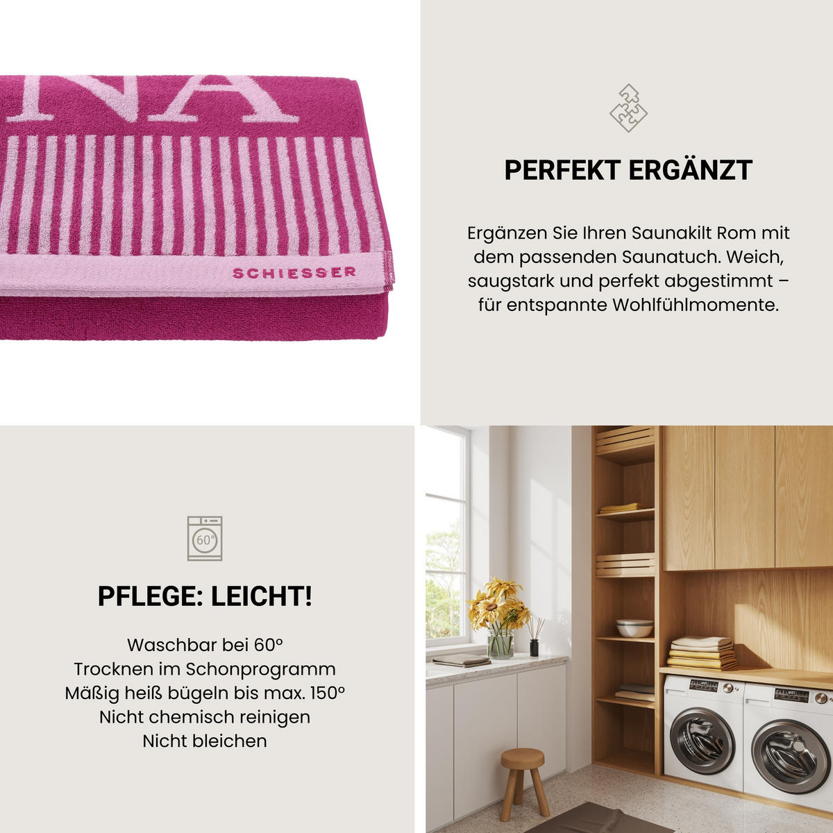 SAUNAKILT Rom Damen - 36-42 - Fuchsia - Violett, Textil (80/130cm) - SCHIESSER