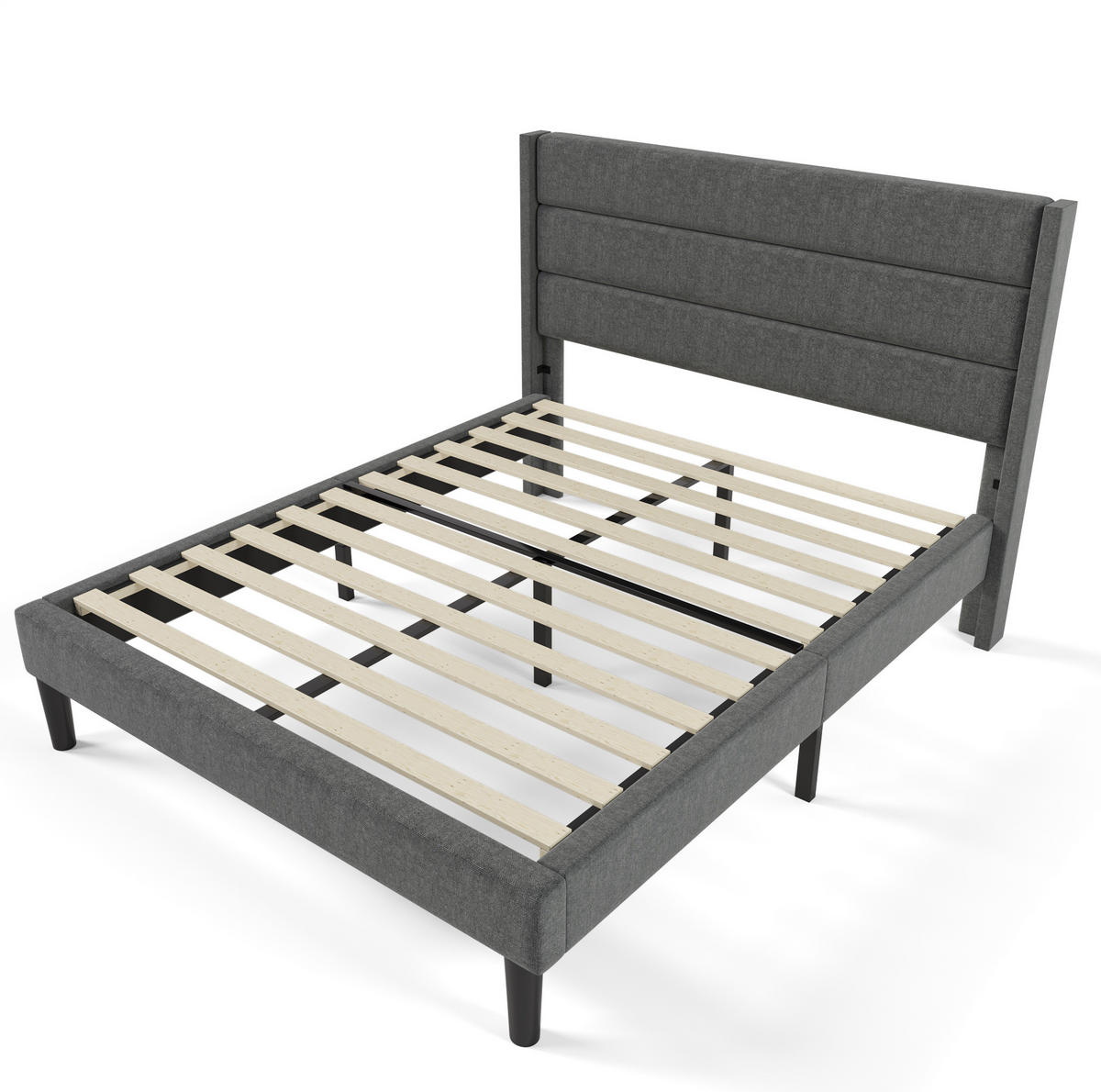 BETT mit Lattenrost 140x200 cm Leinen Dark Grey - Dunkelgrau, Metall (140/200cm) - Meubliv