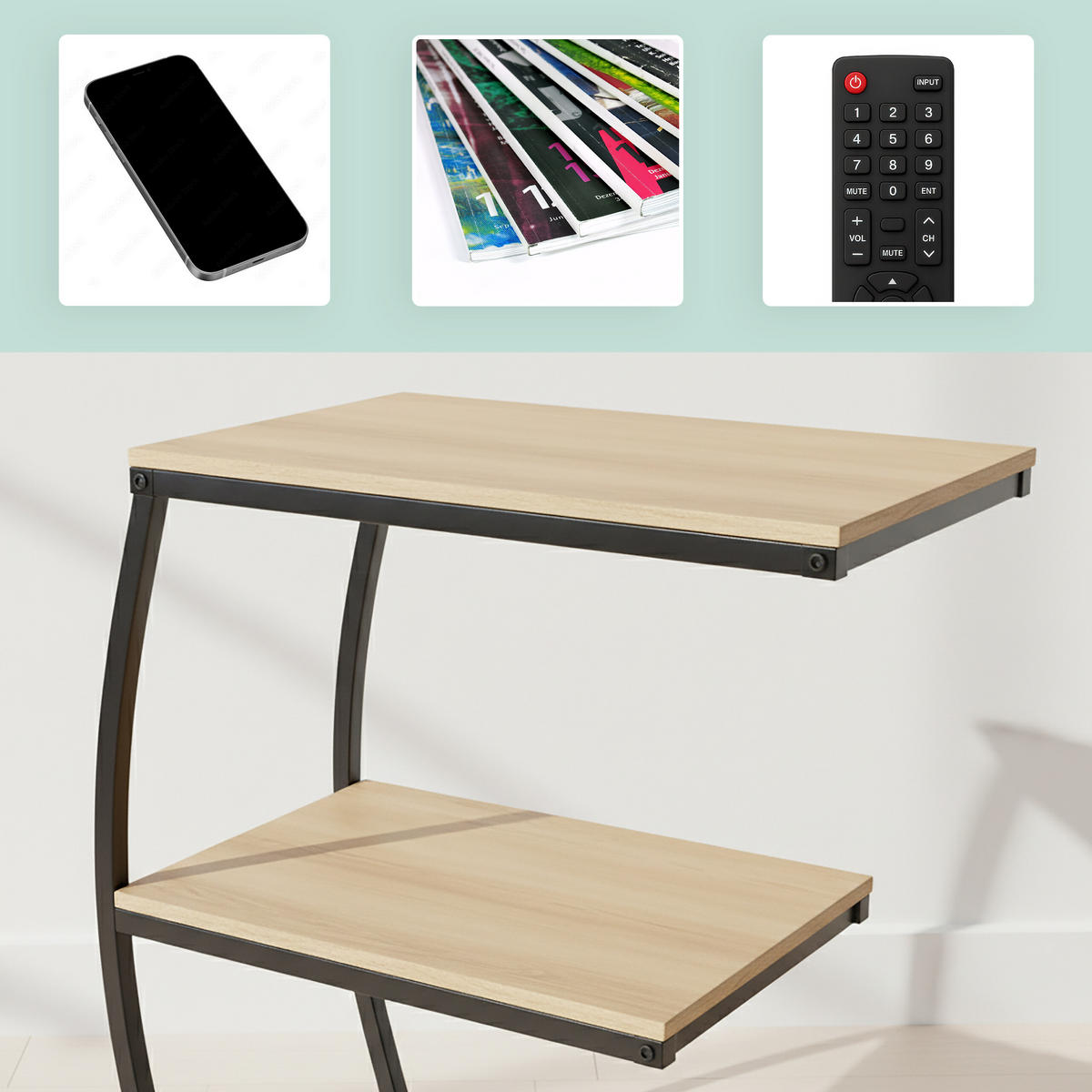 BEISTELLTISCH - Multicolor, Holzwerkstoff/Metall (25/47.5/58.5cm) - Relaxdays