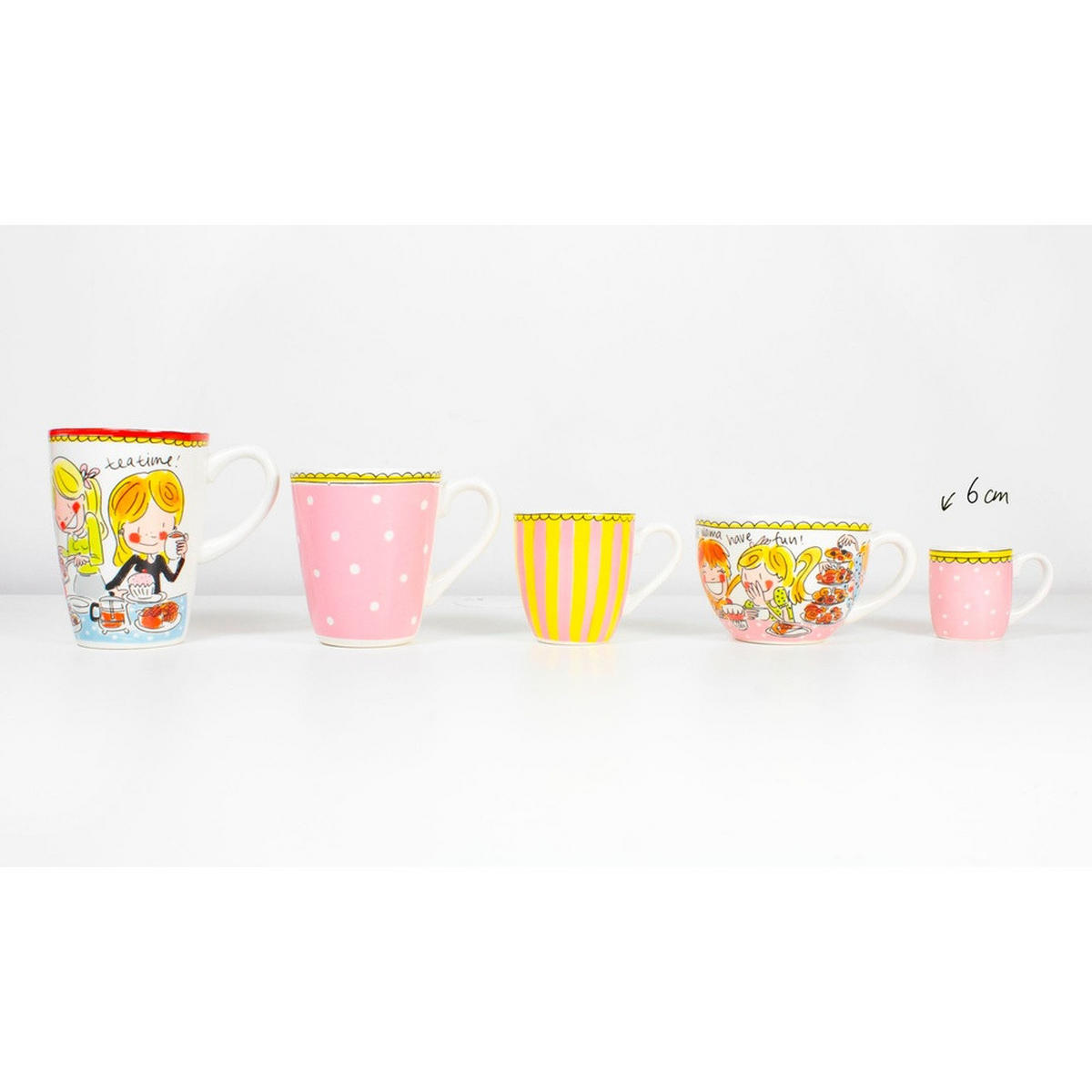 BECHER Streifen GR in Rosa - 50ml - Multicolor, Keramik (0.05L) - Blond Amsterdam