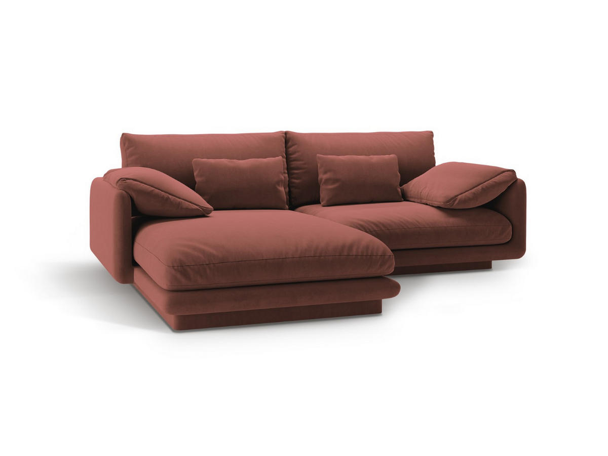 ECKSOFA links Torino aus Samt cuoio 3 Sitzplätze - Kastanienfarben, Textil (170/220cm) - Micadoni