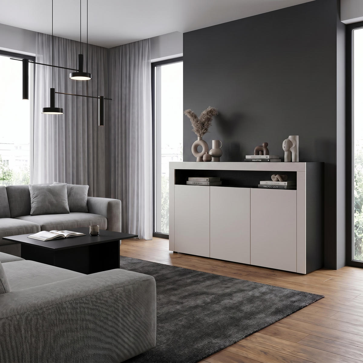 SIDEBOARD Valencia Cashmere / Cashmere - Kaschmir, Holzwerkstoff (155/92/40cm) - Vladon