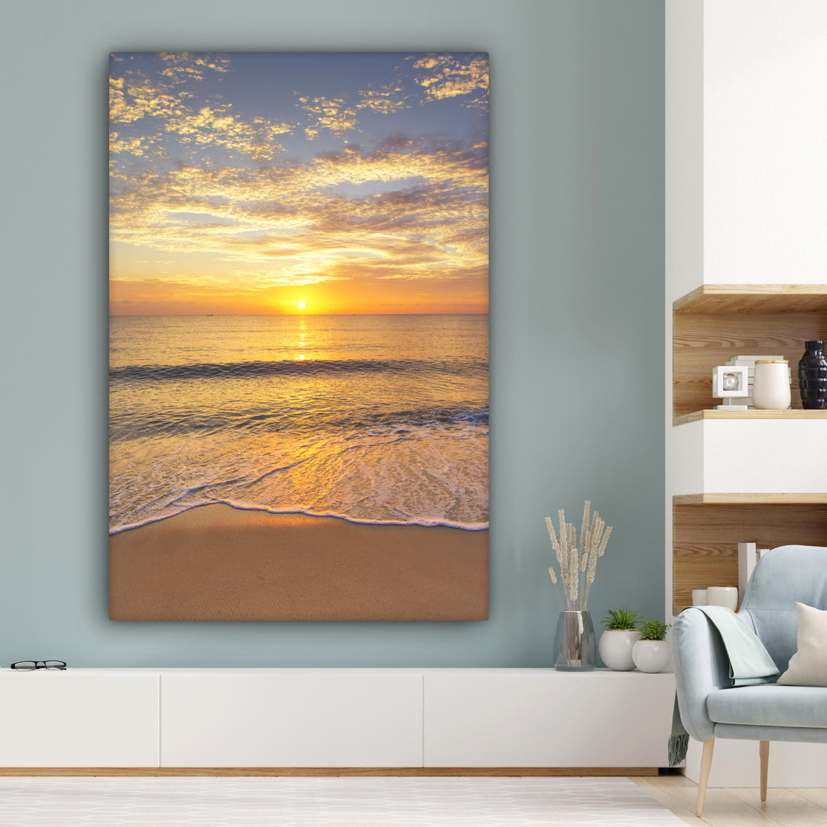 SLIKA NA PLATNU Plaža morje 90x140 cm - rumena, tekstil (90/140cm) - MuchoWow