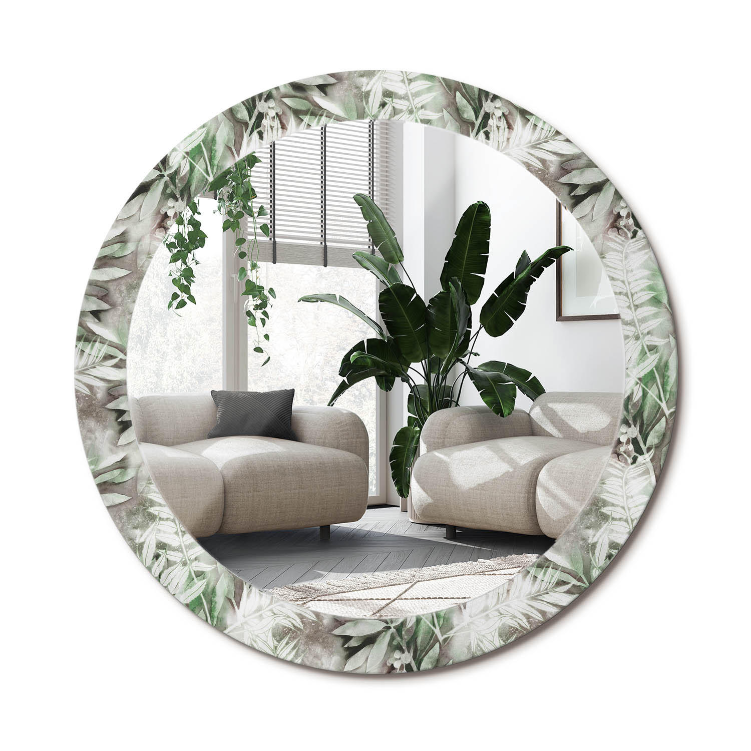 SPIEGEL Rund Ø 80 cm mit Aufdruck - Multicolor, Glas (80/80/0.4cm) - Wallfluent