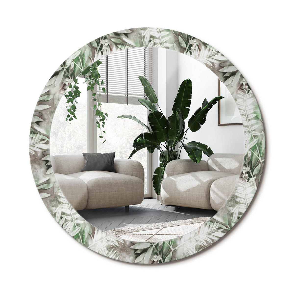 SPIEGEL Rund Ø 80 cm mit Aufdruck - Multicolor, Glas (80/80/0.4cm) - Wallfluent