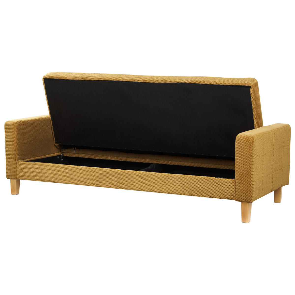 3-SITZER-SCHLAFSOFA senfgelb mit Stauraum Vehkoo - Hellbraun/Gelb, Textil (200/86/77cm) - Beliani