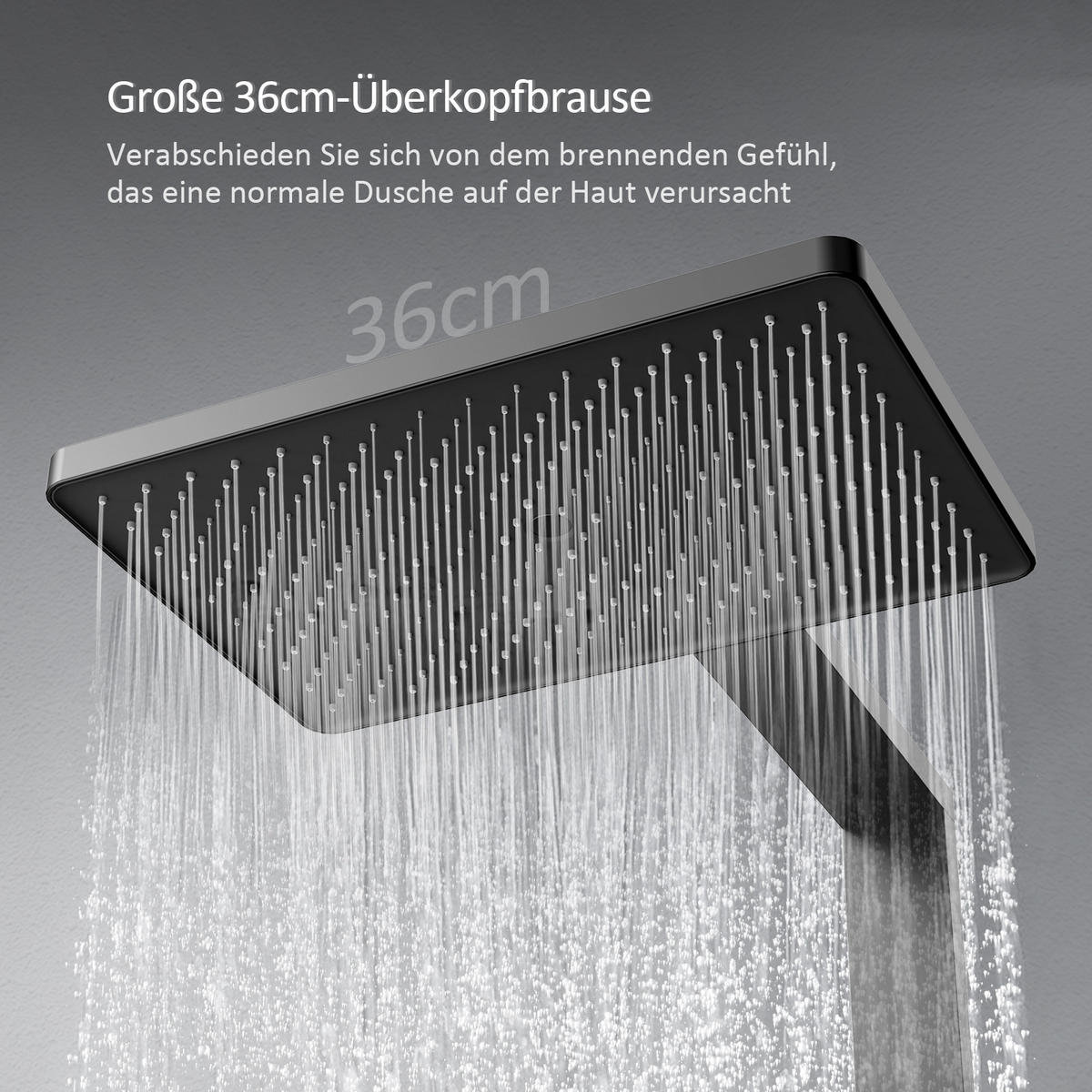 ÜBERKOPFBRAUSESET mit Großer Ablagefläche Brausethermostat Schwarz - Schwarz, Metall (66.5/198.6/71.1cm) - EMKE