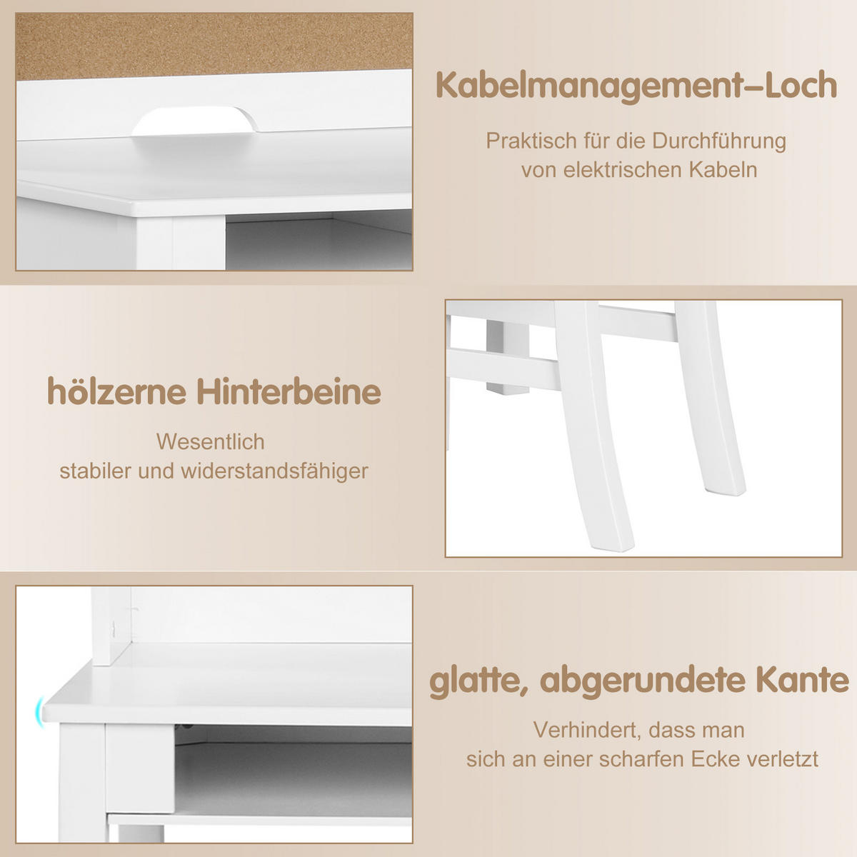 KINDERSCHREIBTISCH mit Hängeplatte weiß(2-tlg) - Weiß, Holzwerkstoff (111.5/110.7/60.5cm) - COSTWAY
