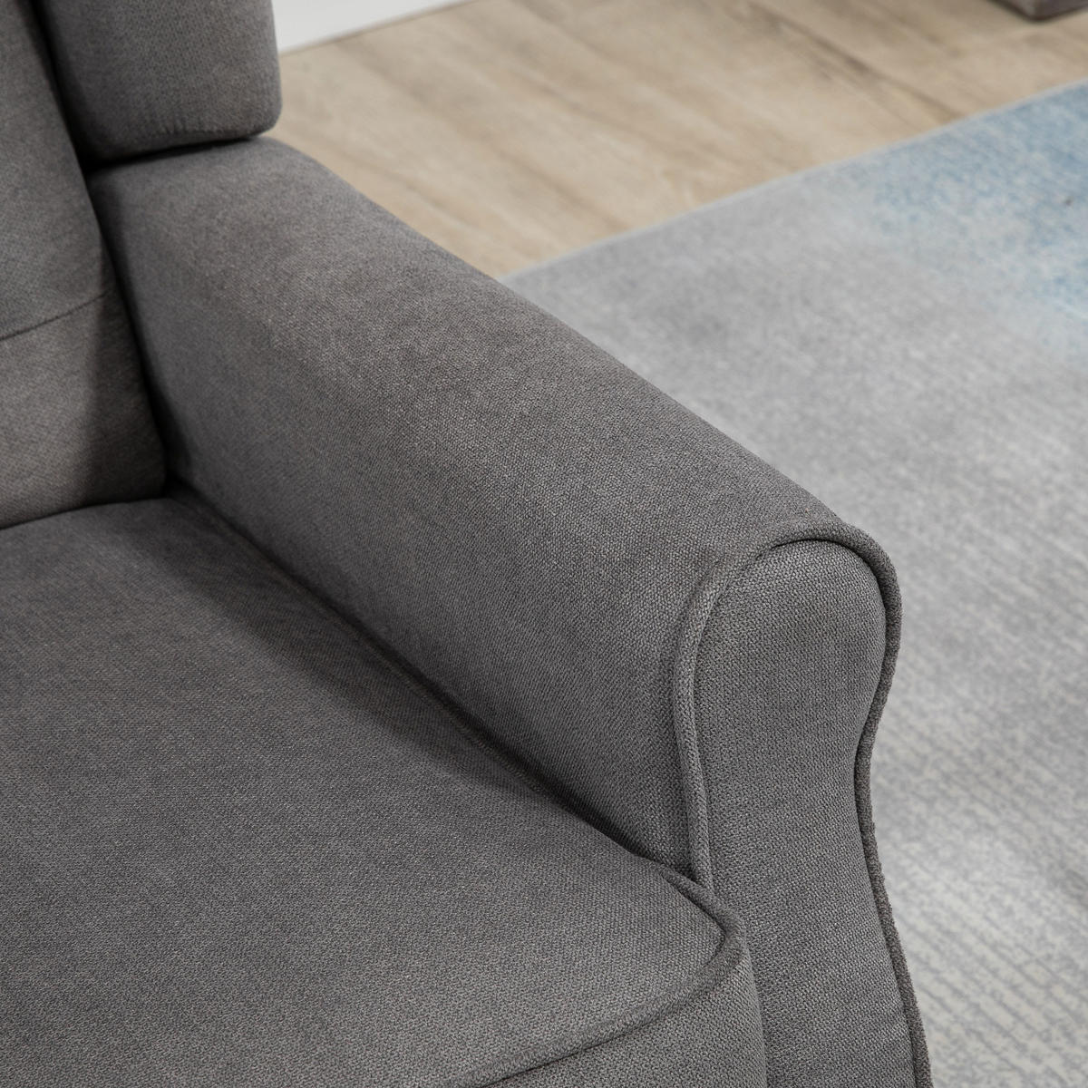 EINZELSESSEL mit Tufting Relaxsessel Einzelstuhl Holzfüße Polyester Dunkelgrau - Dunkelgrau/Schwarz, Holz/Textil (86/102/74cm) - HOMCOM