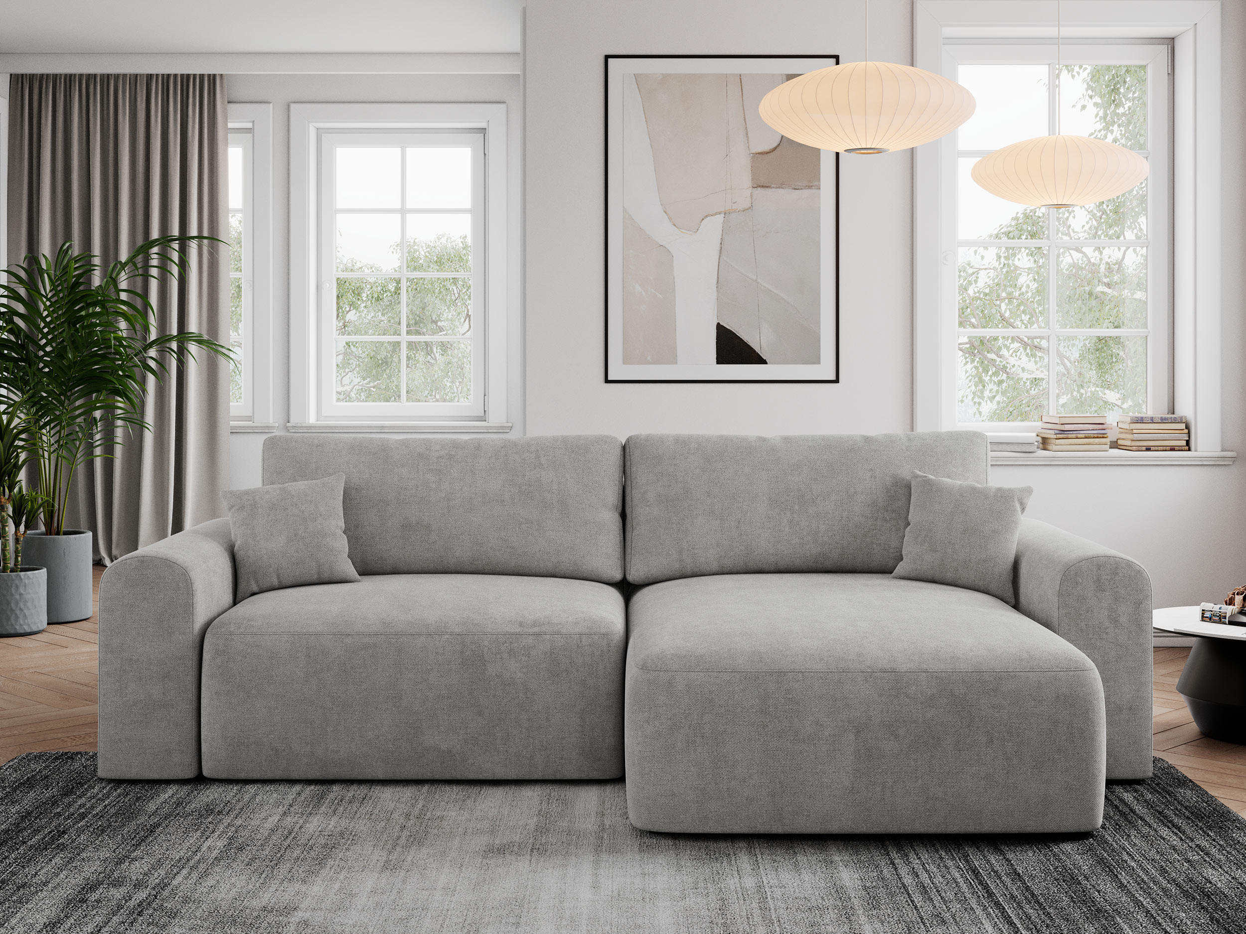 ECKSOFA NELSON Hellgrau Struktur - Hellgrau/Schwarz, Kunststoff/Textil (274/152cm) - MKS