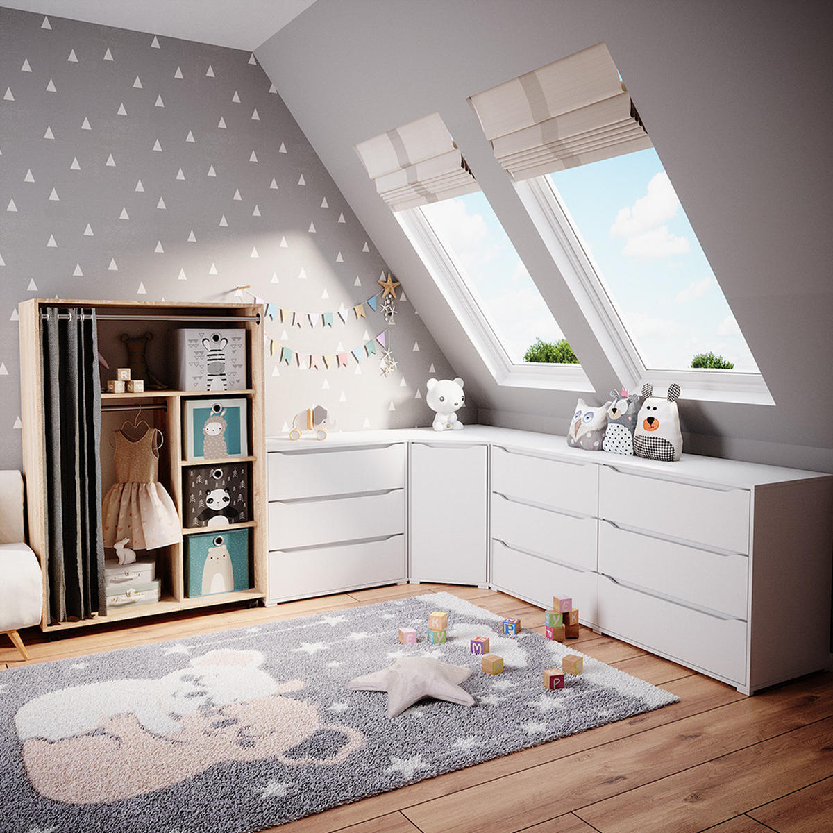 KLEIDERSCHRANK Doros Sonoma 100 x 146.6 cm mit Faltboxen - Sonoma Eiche, Holzwerkstoff (100/146.6/50cm) - Vicco