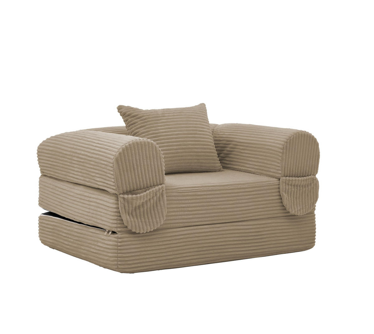 SCHLAFSOFA 2-in-1 Einzelsessel Klappbar Braun Cord - Braun, Kunststoff (85/65/120cm) - Meubliv