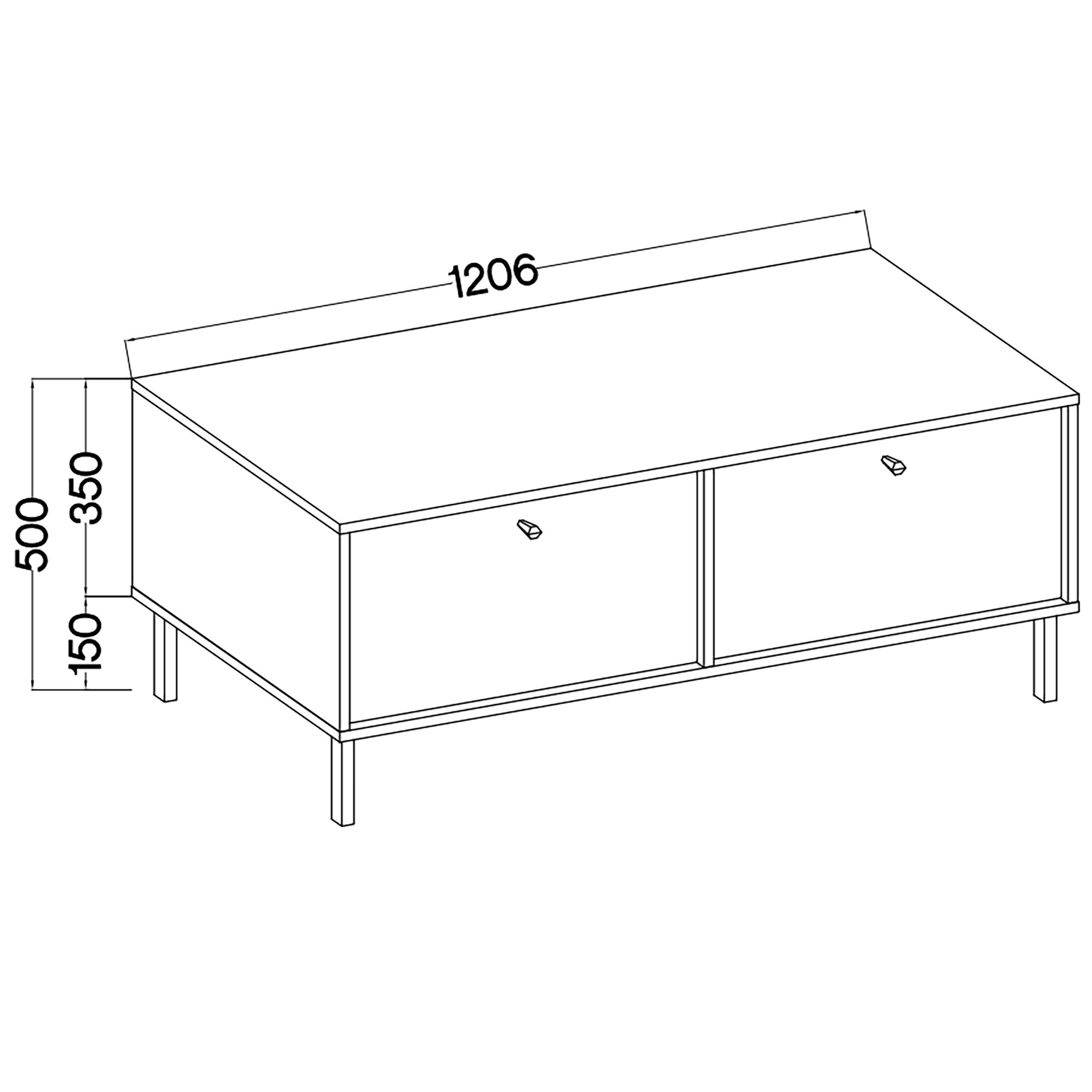 LOWBOARD TORINO 120,6x40,8x50 cm mit 2 Schubladen und 2 Türen Graphitfarben - Graphitfarben, Holzwerkstoff (120.6/50/40.8cm) - MASSENO