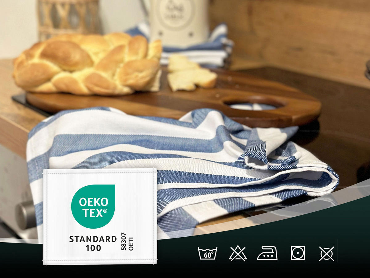 GESCHIRRTÜCHER, 5er-Set, 50x70 cm, 100% Baumwolle, Blau - Blau, Textil (50/70cm) - Zollner