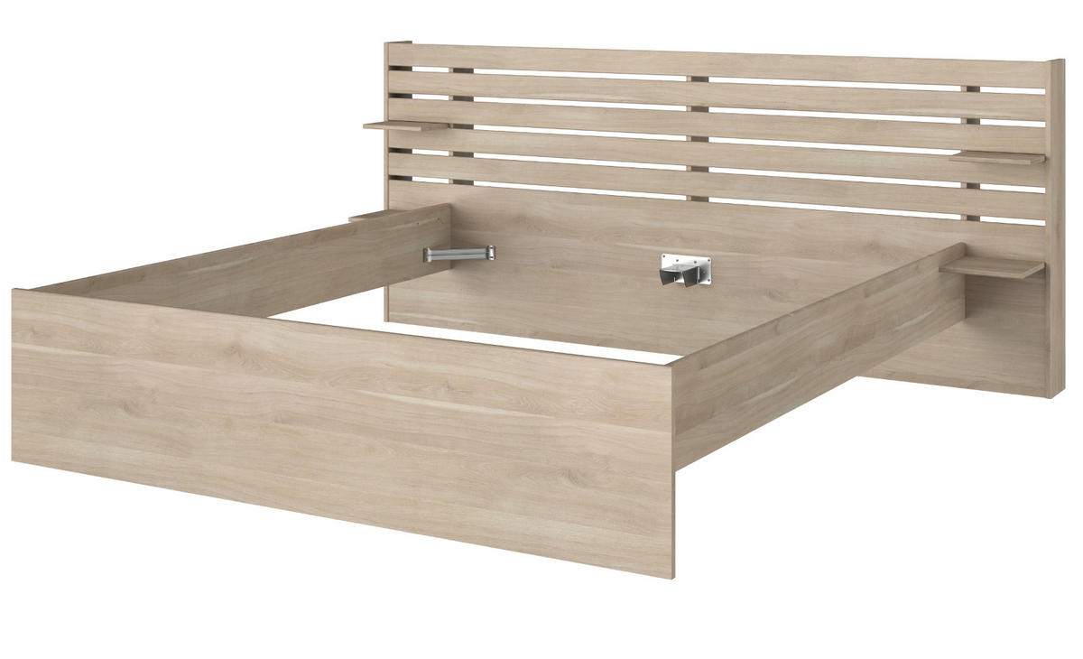 STAURAUMBETT Eiche japanisch, Bett Liegefläche 180 x 200 cm - Eichefarben, Holzwerkstoff/Metall (180/200cm) - Parisot Meuble