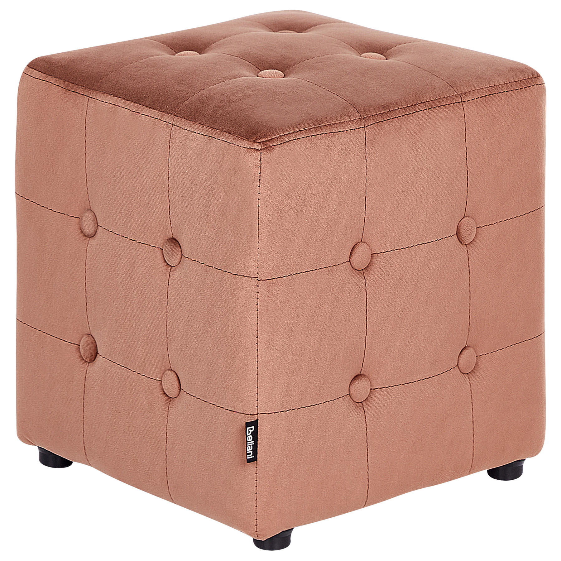 POUF WISCONSIN Samtstoff Pfirsichrosa - Pink, Textil (36/39/36cm) - Beliani