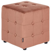 POUF WISCONSIN Samtstoff Pfirsichrosa - Pink, Textil (36/39/36cm) - Beliani
