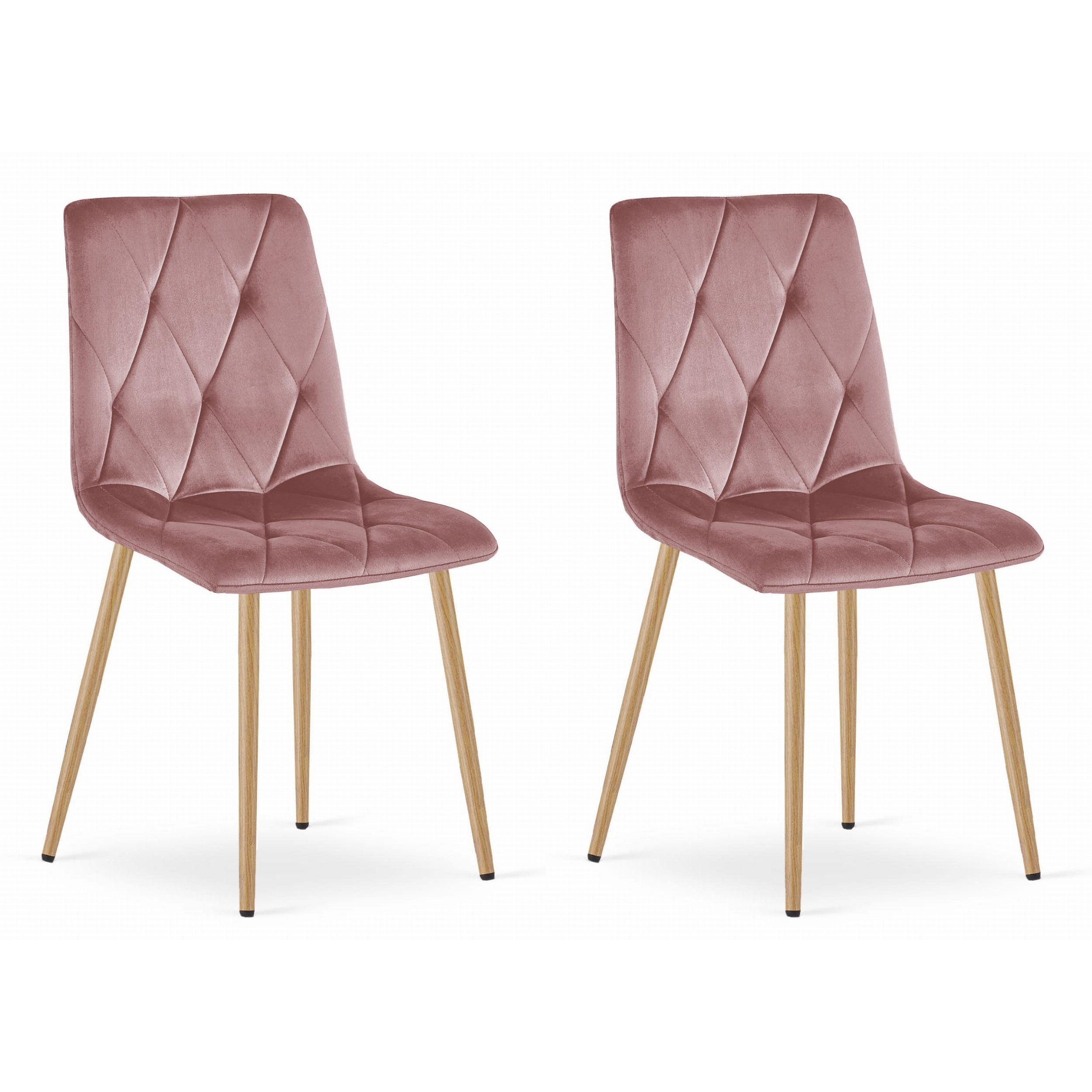 STUHL BOSA 2-er Set, Rosa, Metallbeine in Holzfarbe - Rosa, Textil/Metall (44/89/40cm) - Komodee